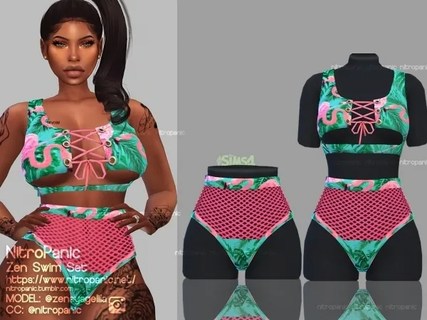 Alpha Zen Swim Set (Bottom) by nitropanic - The Sims 4 Custom Content
