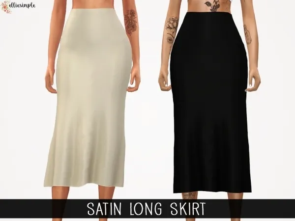 Alpha Elliesimple Satin Long Skirt - The Sims 4 Custom Content
