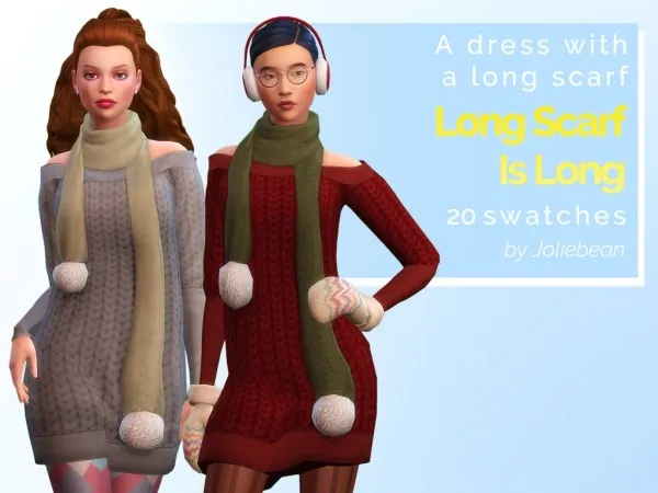 Maxis Match joliebean Long Scarf Is Long a dress - The Sims 4 Custom Content