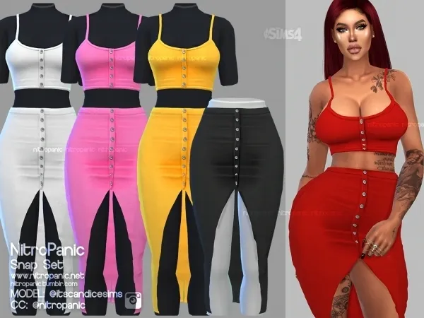 Alpha Snap Set (SKIRT LONG) by nitropanic - The Sims 4 Custom Content