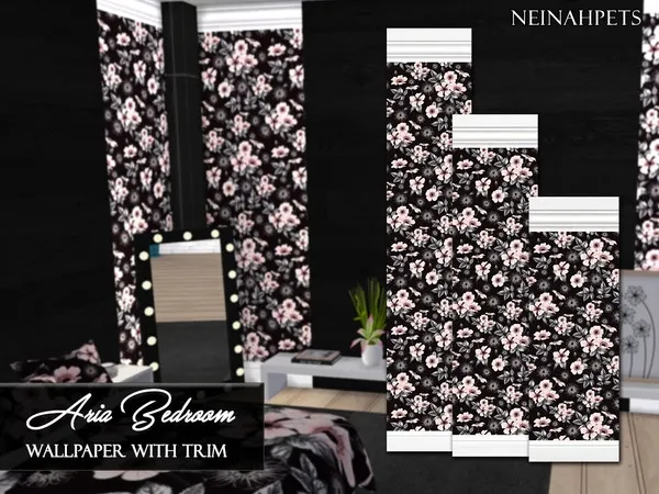 Alpha Aria Wallpaper with Trim - The Sims 4 Custom Content