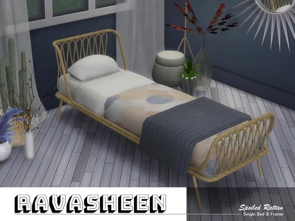 Alpha Spoiled Rattan Bed - The Sims 4 Custom Content