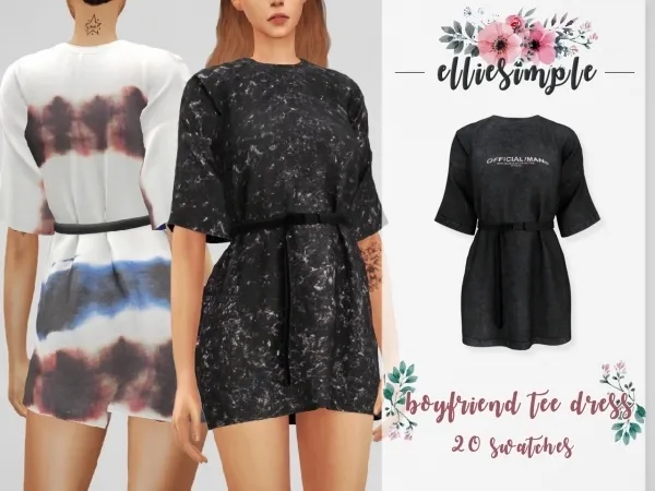 Alpha Elliesimple Boyfriend Tee Dress - The Sims 4 Custom Content