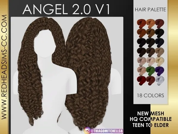 Alpha ANGEL HAIR 20 V1 by redheadsims - The Sims 4 Custom Content