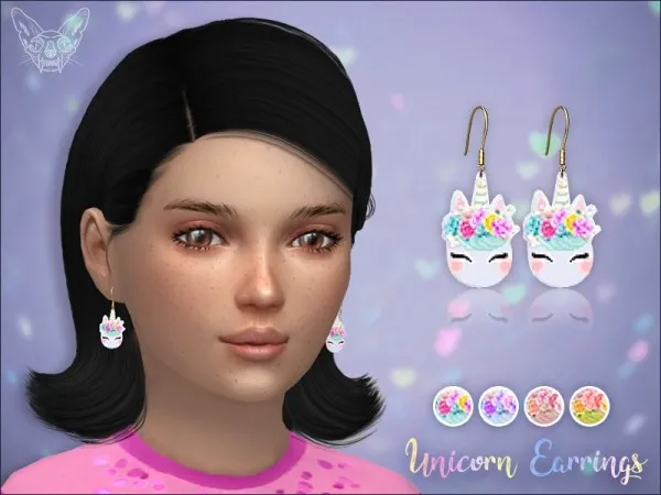 Alpha Unicorn Earrings For Kids by giuliettasims - The Sims 4 Custom Content
