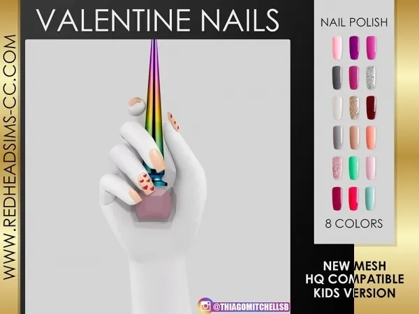 Alpha VALENTINE NAILS KIDS VERSION - The Sims 4 Custom Content
