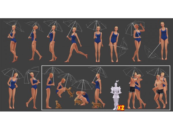 Umbrella animation set, single poses and paired poses : r/AvakinOfficial