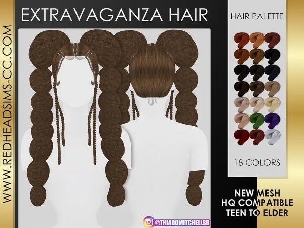 Maxis Match EXTRAVAGANZA HAIR - The Sims 4 Custom Content