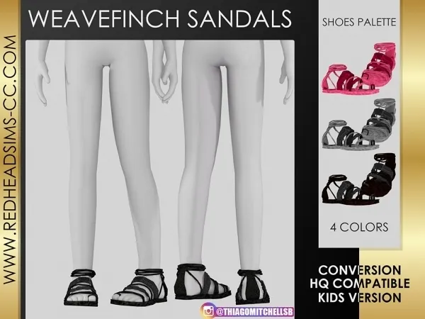 Alpha WEAVE FINCH SANDALS KIDS VERSION - The Sims 4 Custom Content