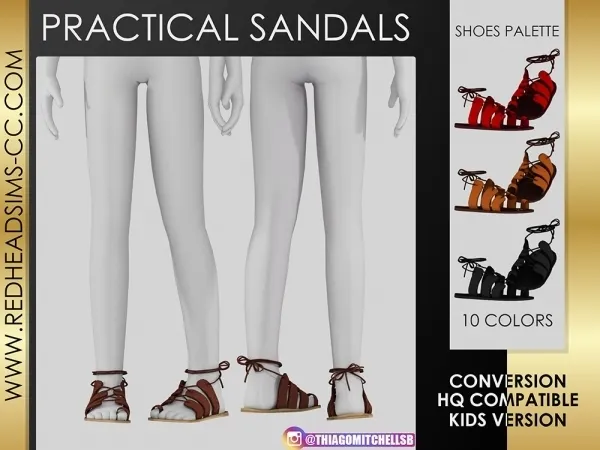 Alpha PRACTICAL SANDALS KIDS VERSION by redheadsims - The Sims 4 custom content