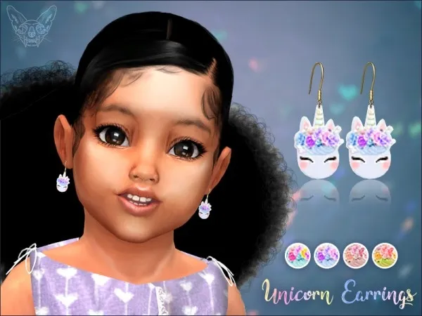 Alpha Unicorn Earrings For Toddlers by giuliettasims - The Sims 4 Custom Content