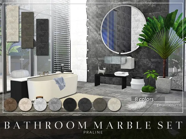 Alpha Bathroom Marble Set - The Sims 4 Custom Content