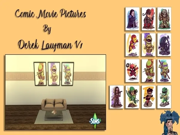 Alpha Comic Movie Pictures by Derek Laufman V1 - The Sims 4 Custom Content