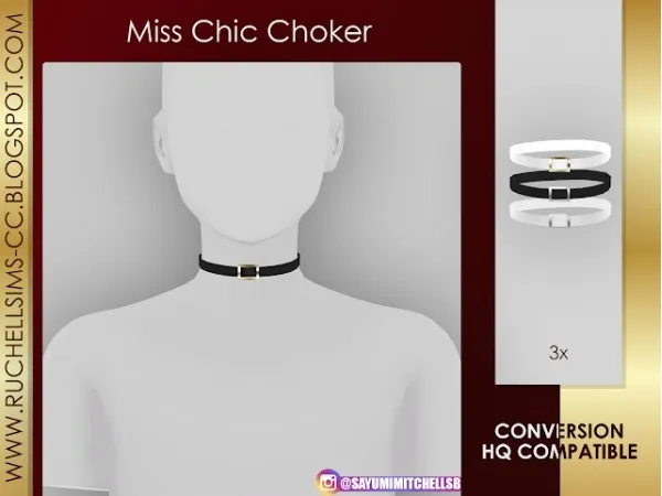 Alpha Miss Chic Choker - The Sims 4 Custom Content