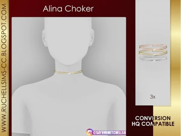 Alpha Alina Choker by ruchellsims - The Sims 4 Custom Content