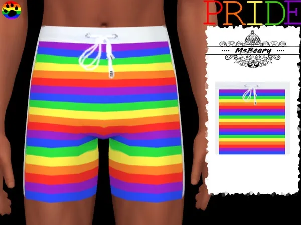 Maxis Match Rainbow Striped Swim Trunks - The Sims 4 Custom Content