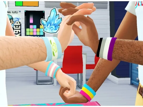 Maxis Match hheartbeatsandbrainwaves Pride Wrist Cuffs - The Sims 4 Custom Content