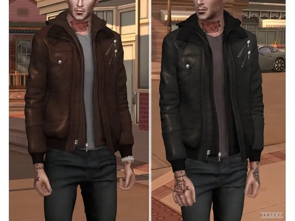 darte77 Leather Jacket & Hoodie - Sims 4 CC - SimsFinds