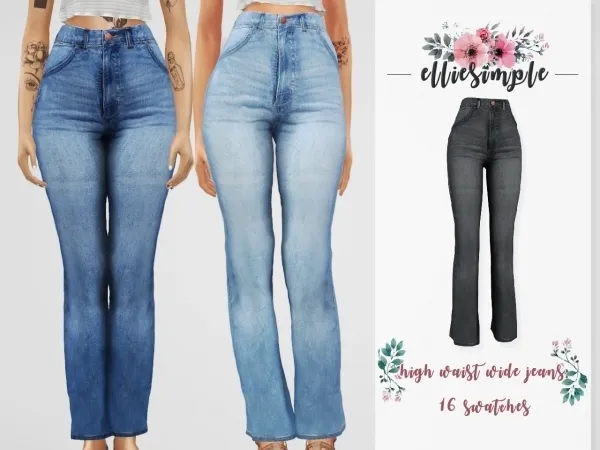Alpha Elliesimple High Waist Wide Jeans - The Sims 4 Custom Content
