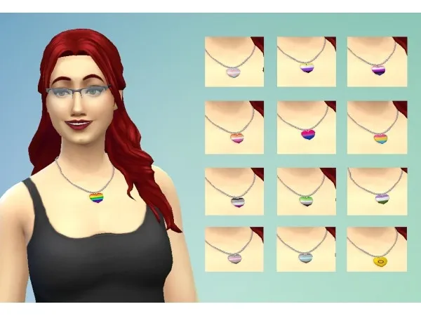 Alpha Pride Flags Heart Lockets by Mareaw - The Sims 4 Custom Content