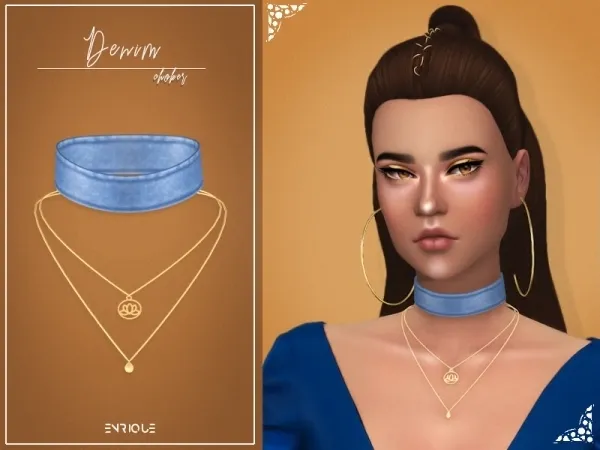 Maxis Match [EnriqueS4] Denim Necklace - The Sims 4 Custom Content
