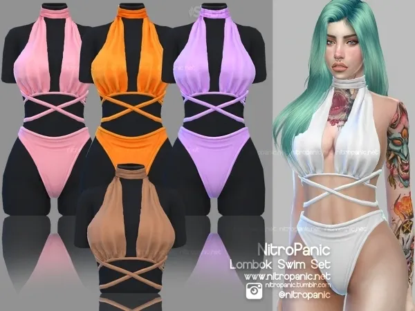 Alpha Lombok Swim Set (Top) by nitropanic - The Sims 4 Custom Content