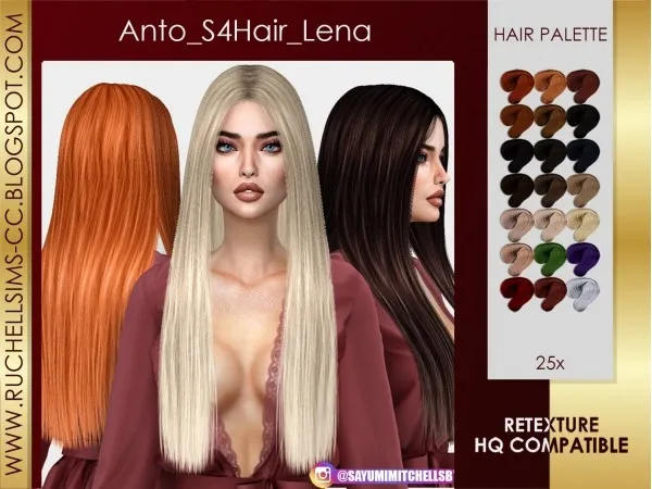 Alpha Anto Lena Hairstyle (RETEXTURE) - The Sims 4 Custom Content