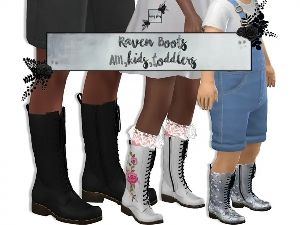 Alpha Raven Boots Toddlers - The Sims 4 Custom Content