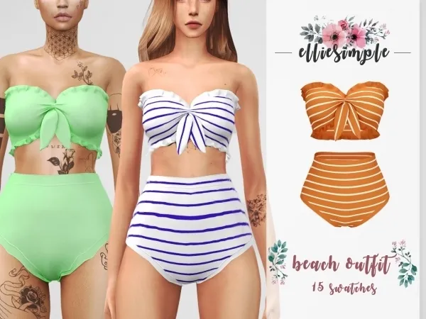 Alpha Elliesimple Beach Outfit - The Sims 4 Custom Content