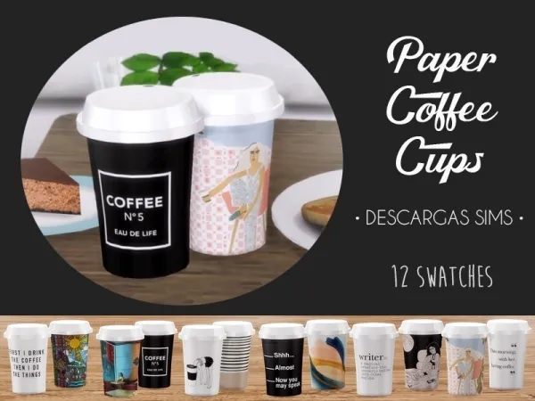 Alpha Paper Coffee Cups - The Sims 4 Custom Content