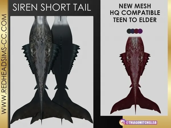 Alpha SIREN SHORT TAIL - The Sims 4 Custom Content