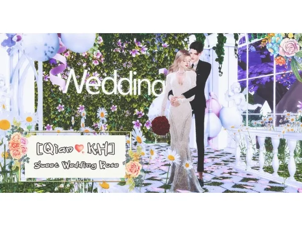 Alpha QianKH Sweet Wedding pose - The Sims 4 Custom Content