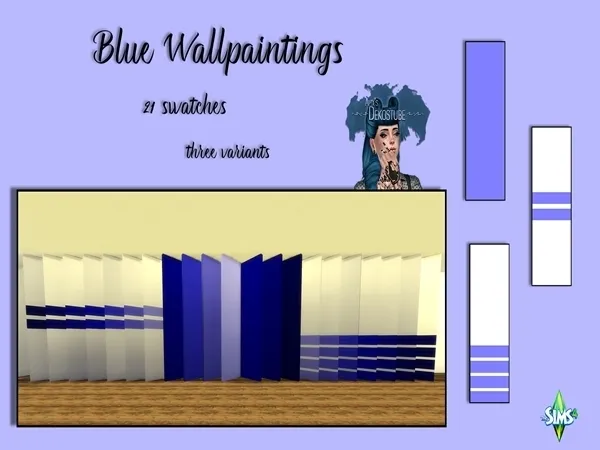 Alpha Blue Wallpaintings V1 - The Sims 4 Custom Content