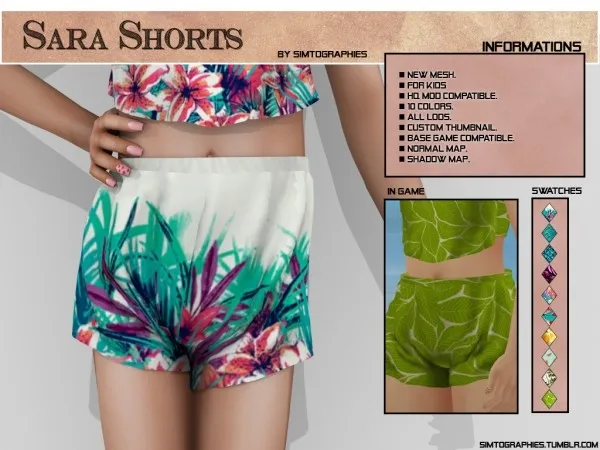 Mix Sara Shorts - The Sims 4 Custom Content