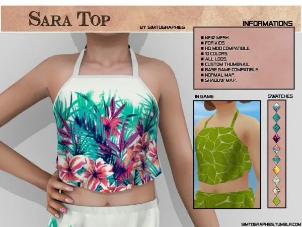 Alpha Sara Top - The Sims 4 Custom Content