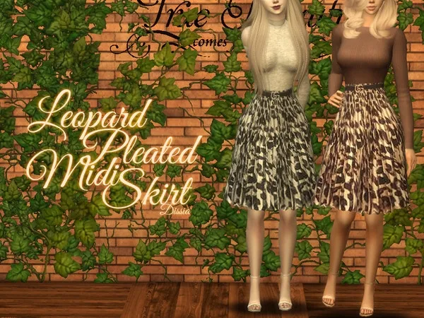 Alpha Leopard Pleated Midi Skirt - The Sims 4 Custom Content