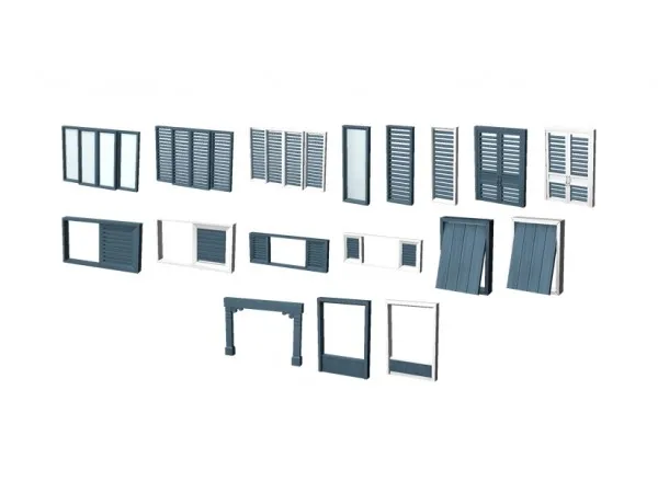 Maxis Match [chiefwhiskers] Jalousie Windows Doors - The Sims 4 Custom Content