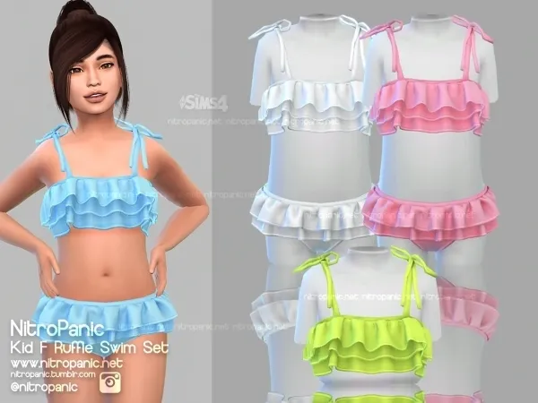 Alpha Kids Ruffle Swim Set (TOP) - The Sims 4 Custom Content