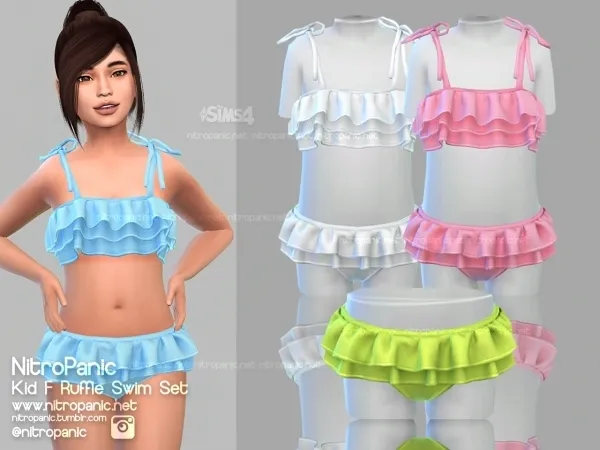 Mix Kids Ruffle Swim Set (Bottom) - The Sims 4 Custom Content