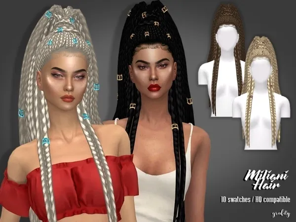 Mix Miliani Hair with acc Hair Cuffs - The Sims 4 Custom Content