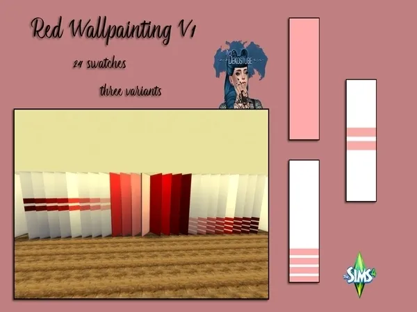 Alpha Red Wallpainting V1 - The Sims 4 Custom Content