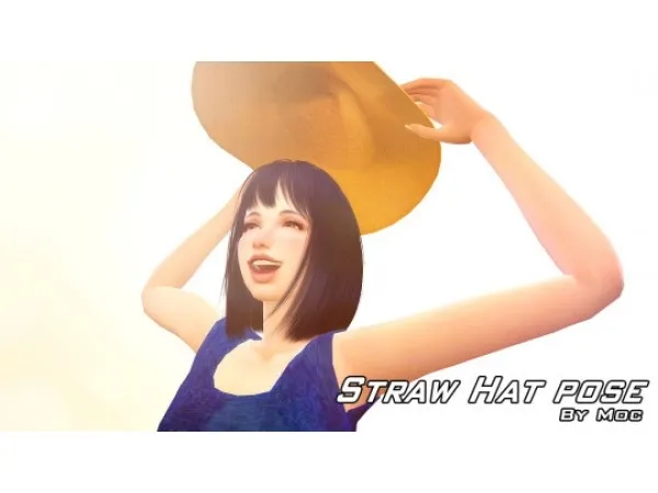 Alpha mocnpanchi Straw Hat pose - The Sims 4 Custom Content
