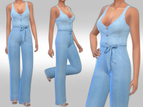 Maxis Match Female Summer Denim Jumpsuit - The Sims 4 Custom Content