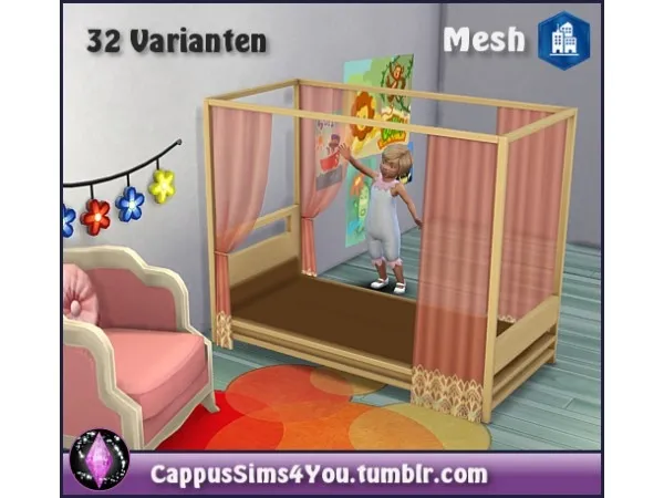 Maxis Match Bed frame Himmelbett Toddler by cappussims4you - The Sims 4 Custom Content