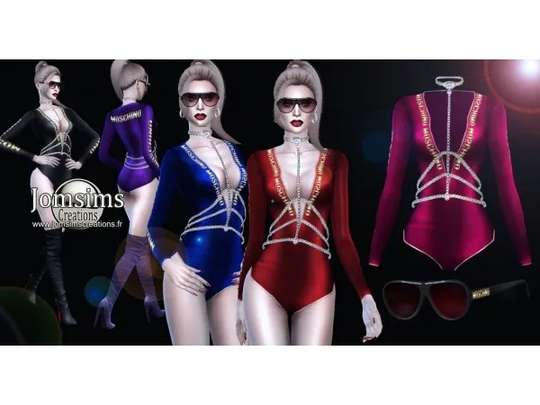 Alpha SIRELVA set sunglasses and body with bodychain by jomsimscreations - The Sims 4 Custom Content