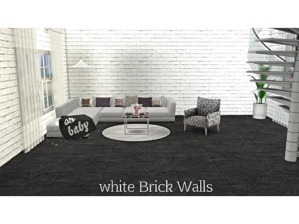 Alpha White Brick and Plaster Walls by tatschu - The Sims 4 Custom Content