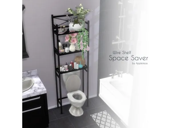 Maxis Match Wire Shelf Space Saver by appleteas - The Sims 4 Custom Content