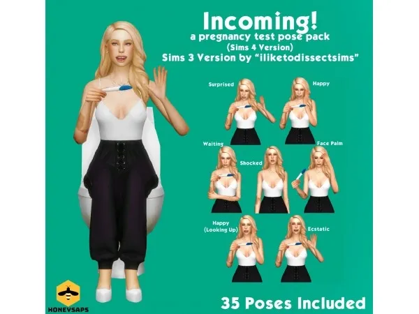 Maxis Match honeysaps Pregnancy Test Pose Pack by simsfinds - The Sims 4 Custom Content