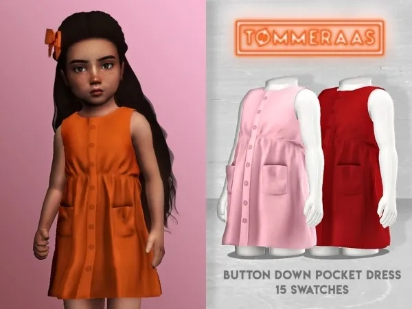 Alpha TØMMERAAS Button Down Pocket Dress - The Sims 4 Custom Content
