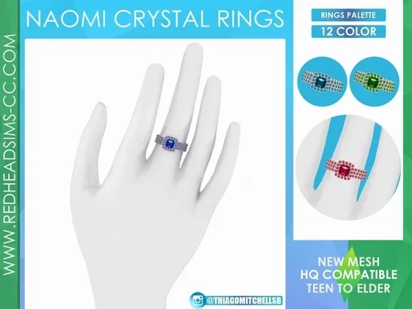 Alpha NAOMI CRYSTAL RINGS by redheadsims - The Sims 4 custom content